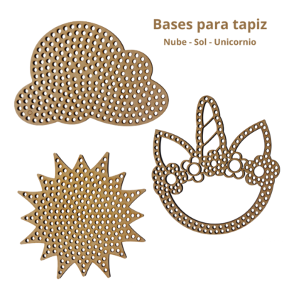 BASE   MADERA PARA TAPIZ: NUBE/SOL/UNICORNIO