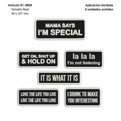 APLIQUES PYP BORD TEXTO MONOCROMO C/U