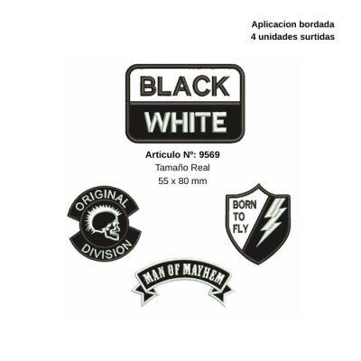 APLIQUES PYP ETIQ BLACK/WHITE C/U