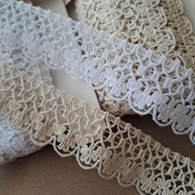 PUNTILLA LUDETEX ALGODON BCA/NAT  30 mm X MT (10 mt)