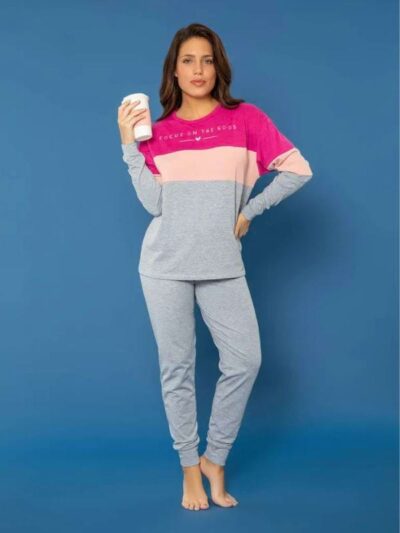 PIJAMA FLORCITAS LISO COMBINADO T 2/5