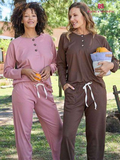 PIJAMA B.SECRET BOTON SIMIL MADERA -  Talles: 1/4