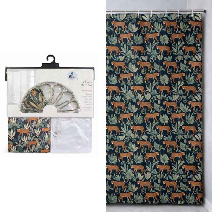 CORTINA BAÑO LINO DE POLIESTER 180 CM + 12 GANCHOS - Image 8