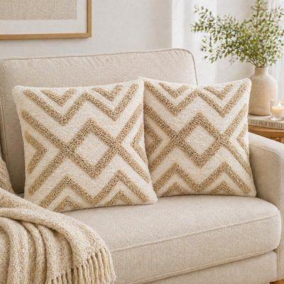 FUNDA ALMOHADON RUSTICA CON RILIEVE  X 2 UND