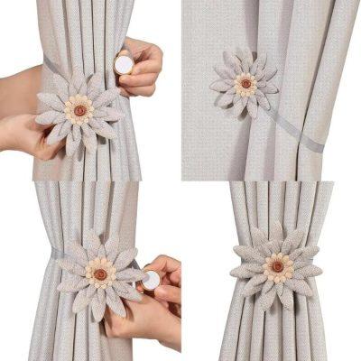 SUJETA CORTINAS FLOR  X 2