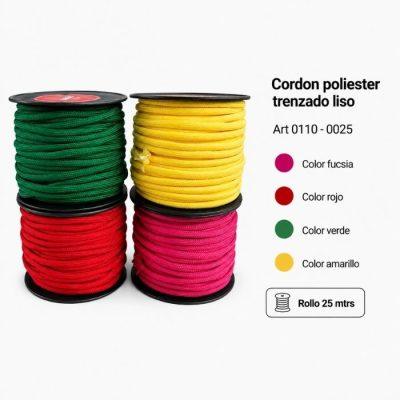 CORDON POLIESTER TRENZAD REDONDO LISO X 25MT