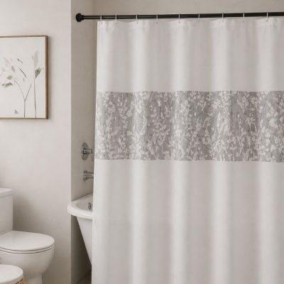 CORTINA DE BAÑO BORDADA ORGANZA