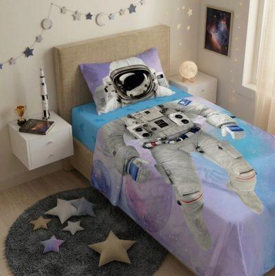 SABANA ESTAMPADA INFANTIL ASTRONAUTA 1.1/2 PL.