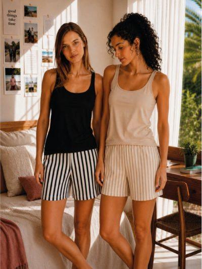 PIJAMA M.RACHEL PANTALON RAYADO SIN MANGAS  T.1/4